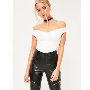 Missguided White Bodysuit Off Shoulder